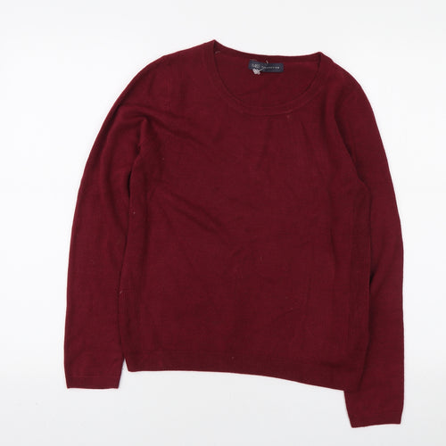 Marks and Spencer Womens Red Round Neck Acrylic Pullover Jumper Size 8