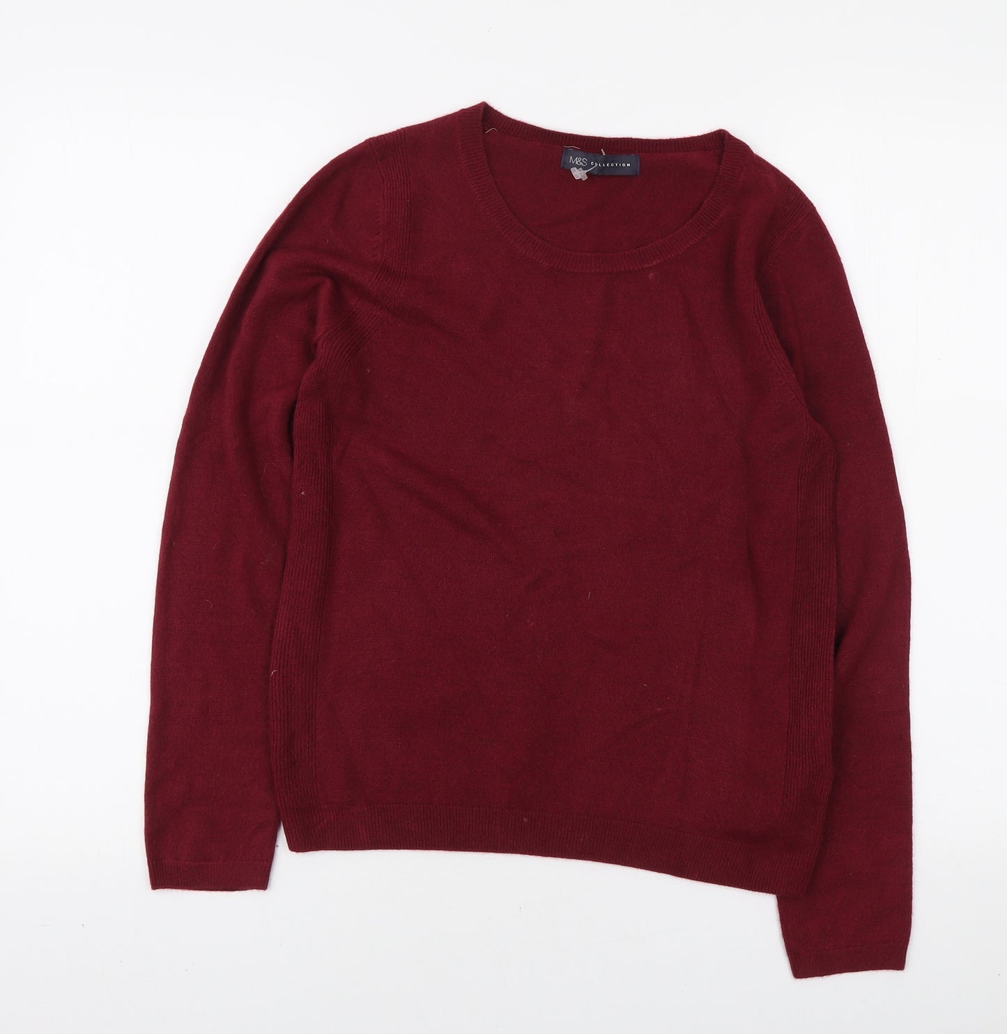 Marks and Spencer Womens Red Round Neck Acrylic Pullover Jumper Size 8