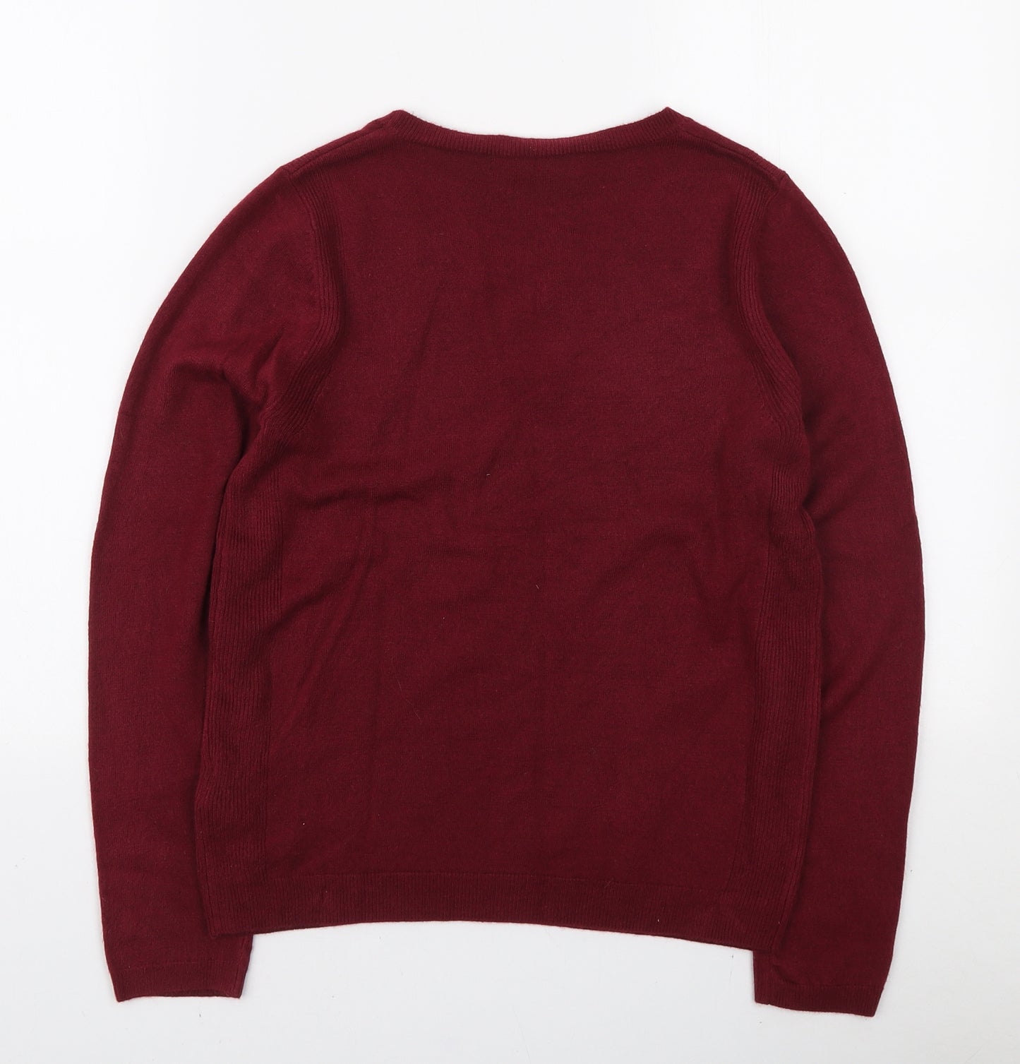 Marks and Spencer Womens Red Round Neck Acrylic Pullover Jumper Size 8