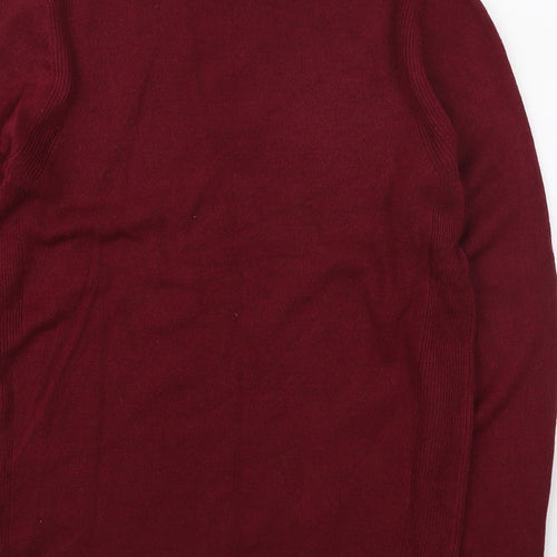 Marks and Spencer Womens Red Round Neck Acrylic Pullover Jumper Size 8