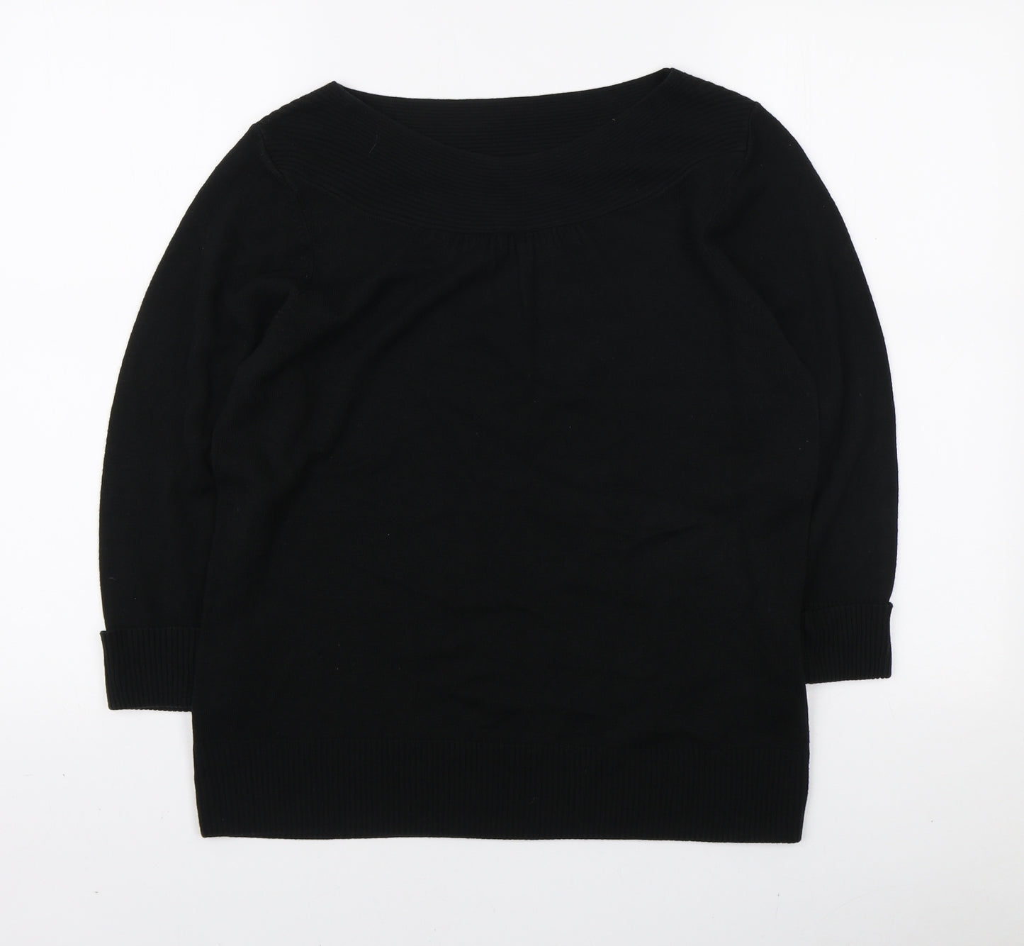 Marks and Spencer Womens Black Boat Neck Acrylic Pullover Jumper Size 16