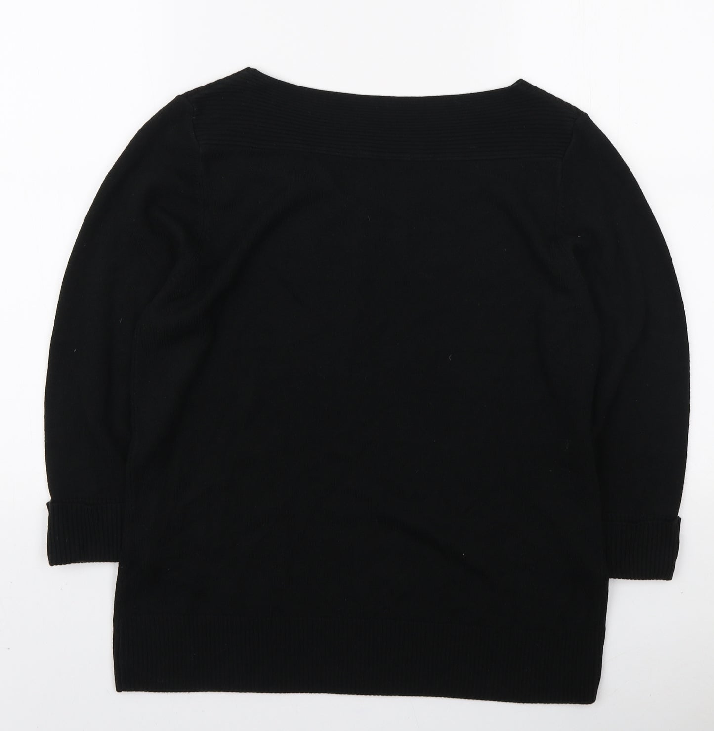 Marks and Spencer Womens Black Boat Neck Acrylic Pullover Jumper Size 16
