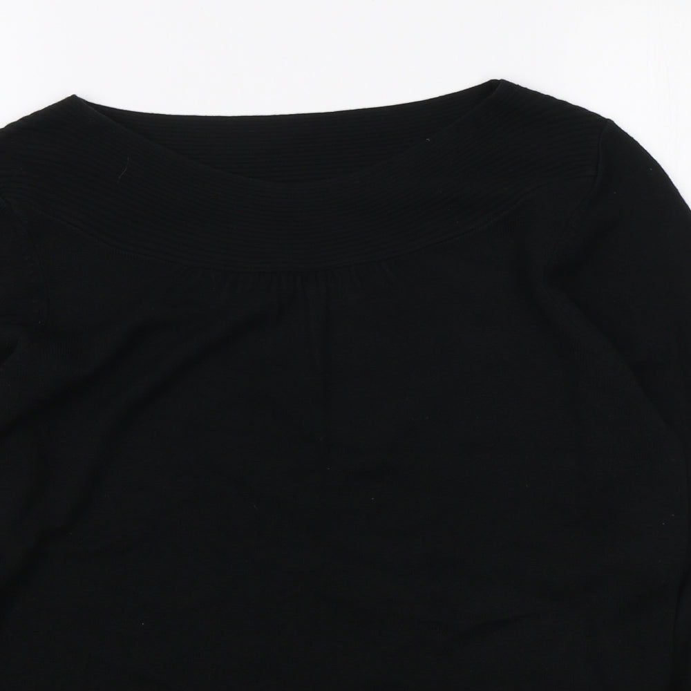 Marks and Spencer Womens Black Boat Neck Acrylic Pullover Jumper Size 16