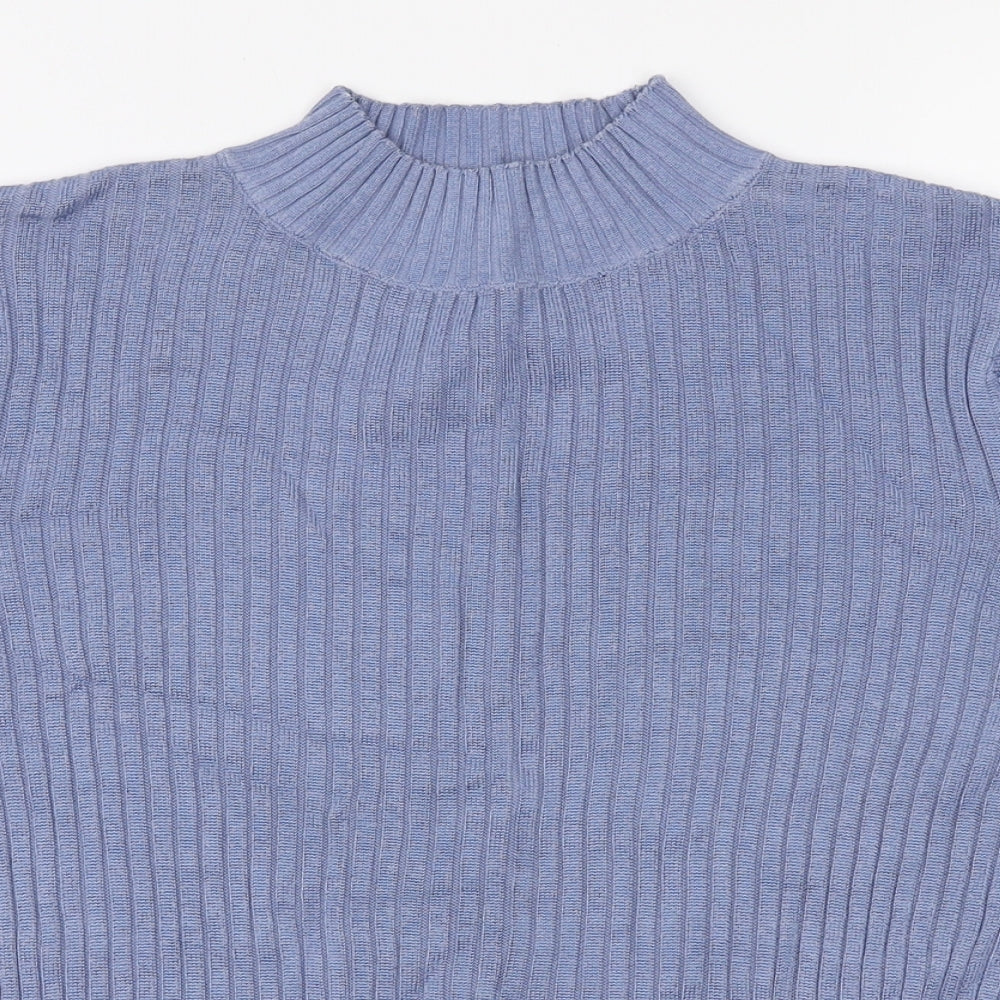 Debenhams Womens Blue Mock Neck Cotton Pullover Jumper Size 12