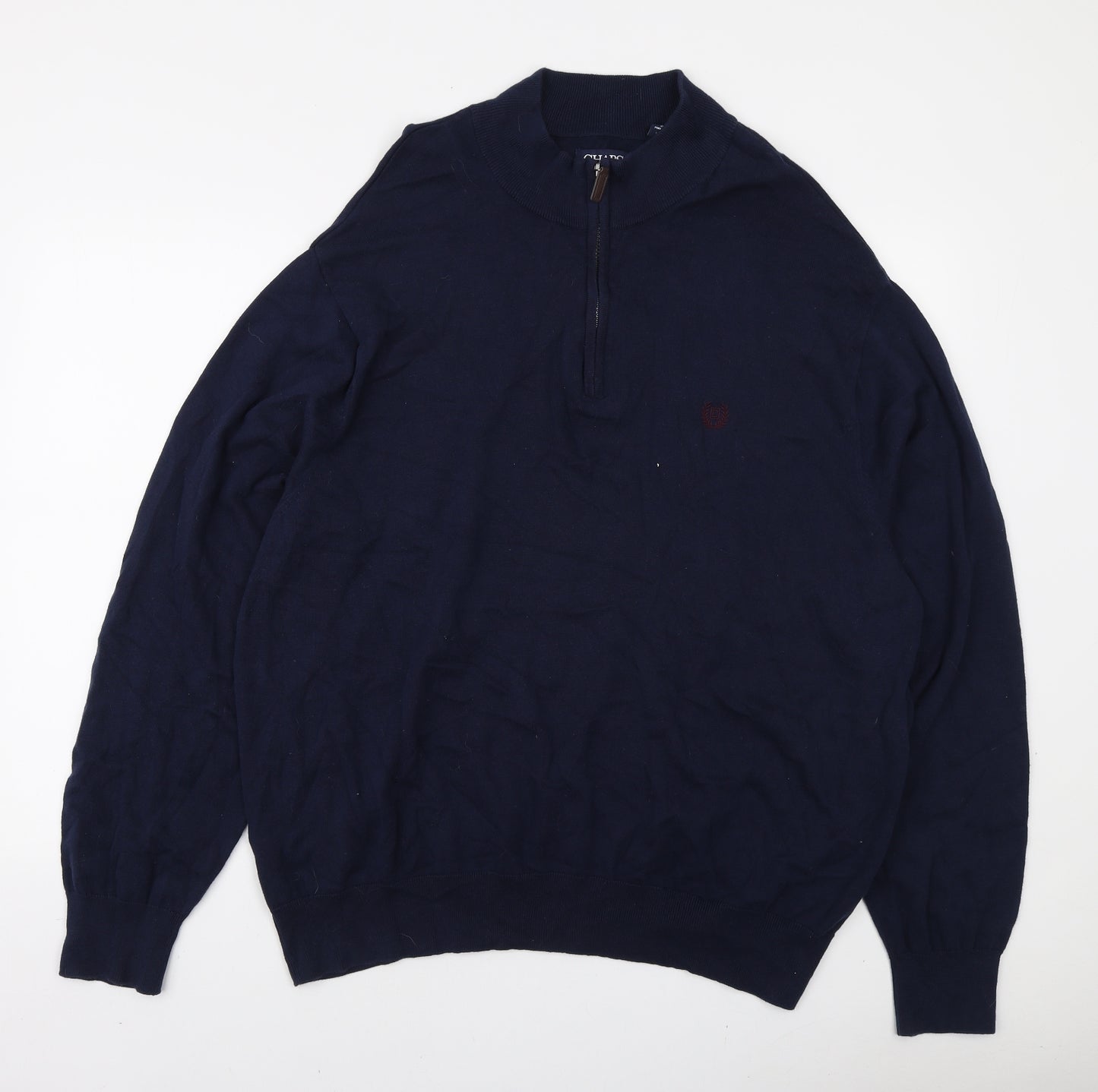 Chaps Mens Blue High Neck Cotton Pullover Jumper Size 4XL