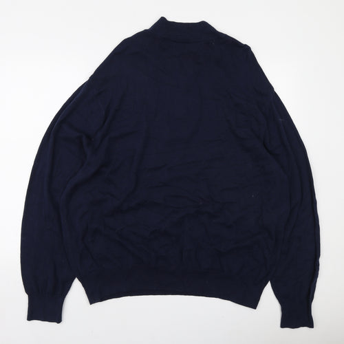 Chaps Mens Blue High Neck Cotton Pullover Jumper Size 4XL