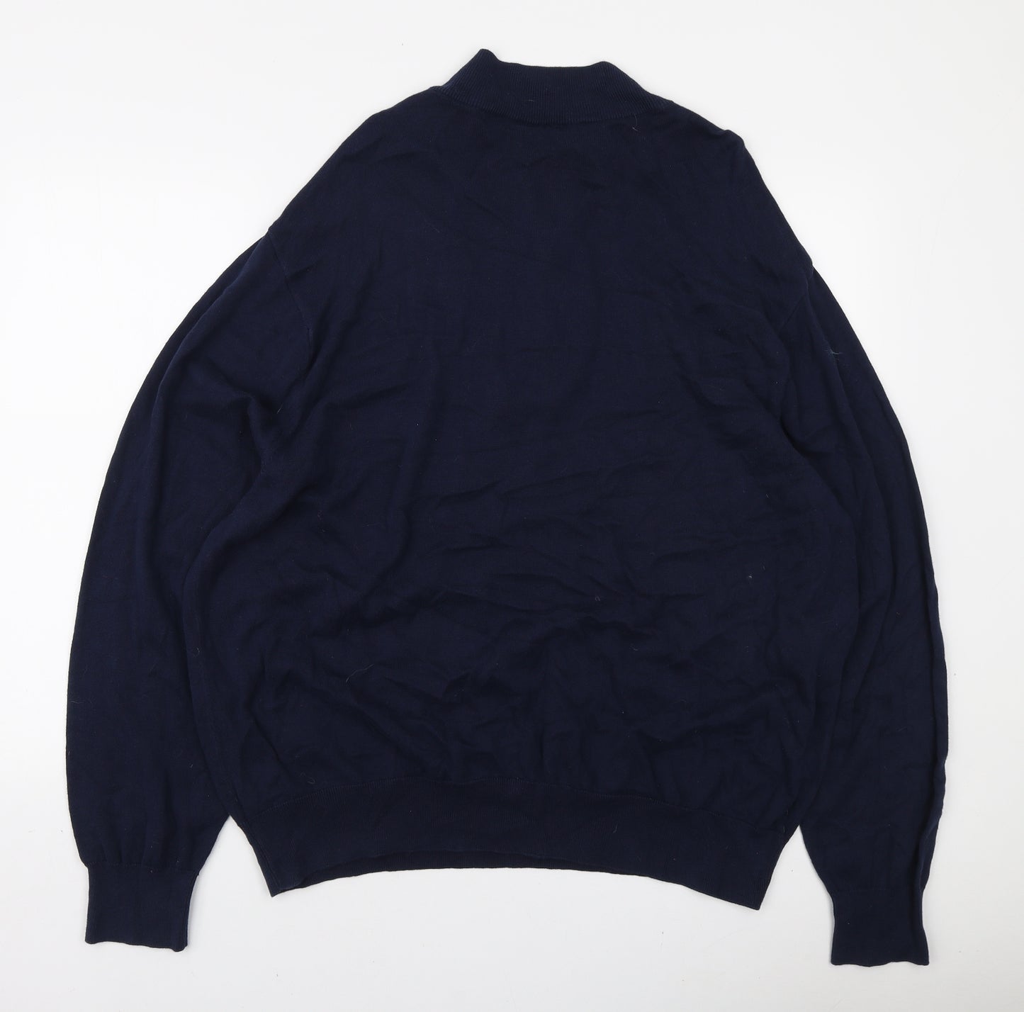 Chaps Mens Blue High Neck Cotton Pullover Jumper Size 4XL