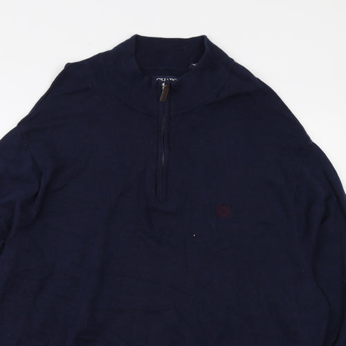 Chaps Mens Blue High Neck Cotton Pullover Jumper Size 4XL