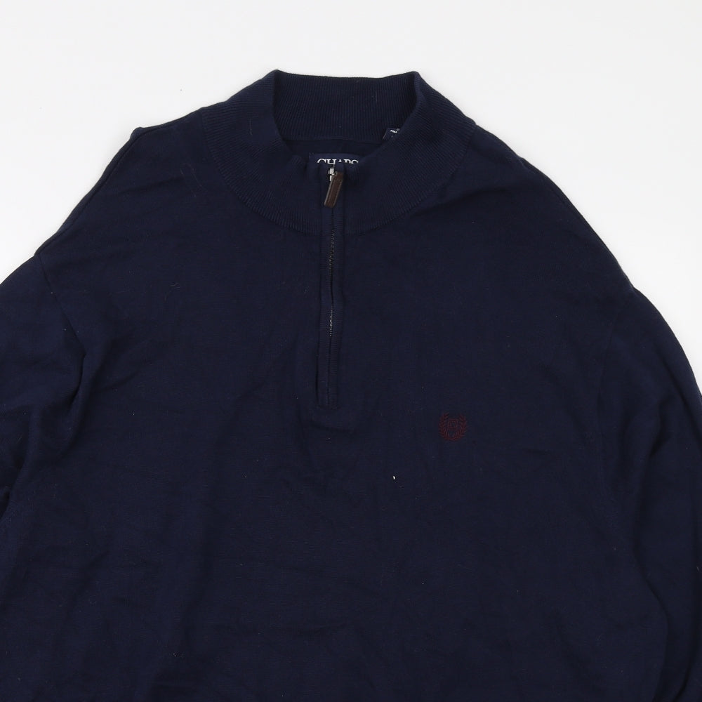 Chaps Mens Blue High Neck Cotton Pullover Jumper Size 4XL