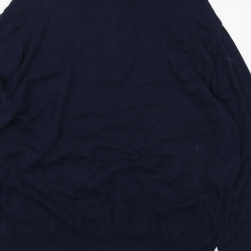 Chaps Mens Blue High Neck Cotton Pullover Jumper Size 4XL