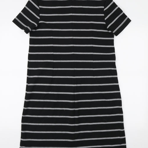 Gap Womens Black Striped Polyester A-Line Size M Round Neck Zip