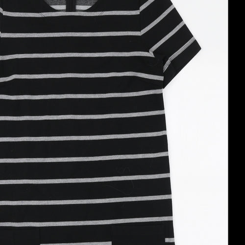 Gap Womens Black Striped Polyester A-Line Size M Round Neck Zip
