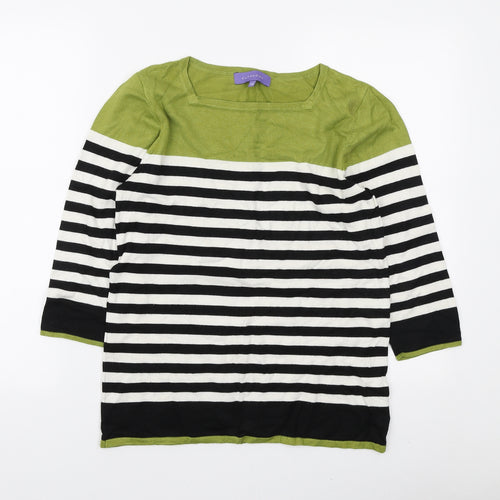 Autonomy Womens Multicoloured Square Neck Striped Viscose Pullover Jumper Size 14