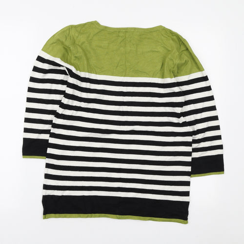 Autonomy Womens Multicoloured Square Neck Striped Viscose Pullover Jumper Size 14