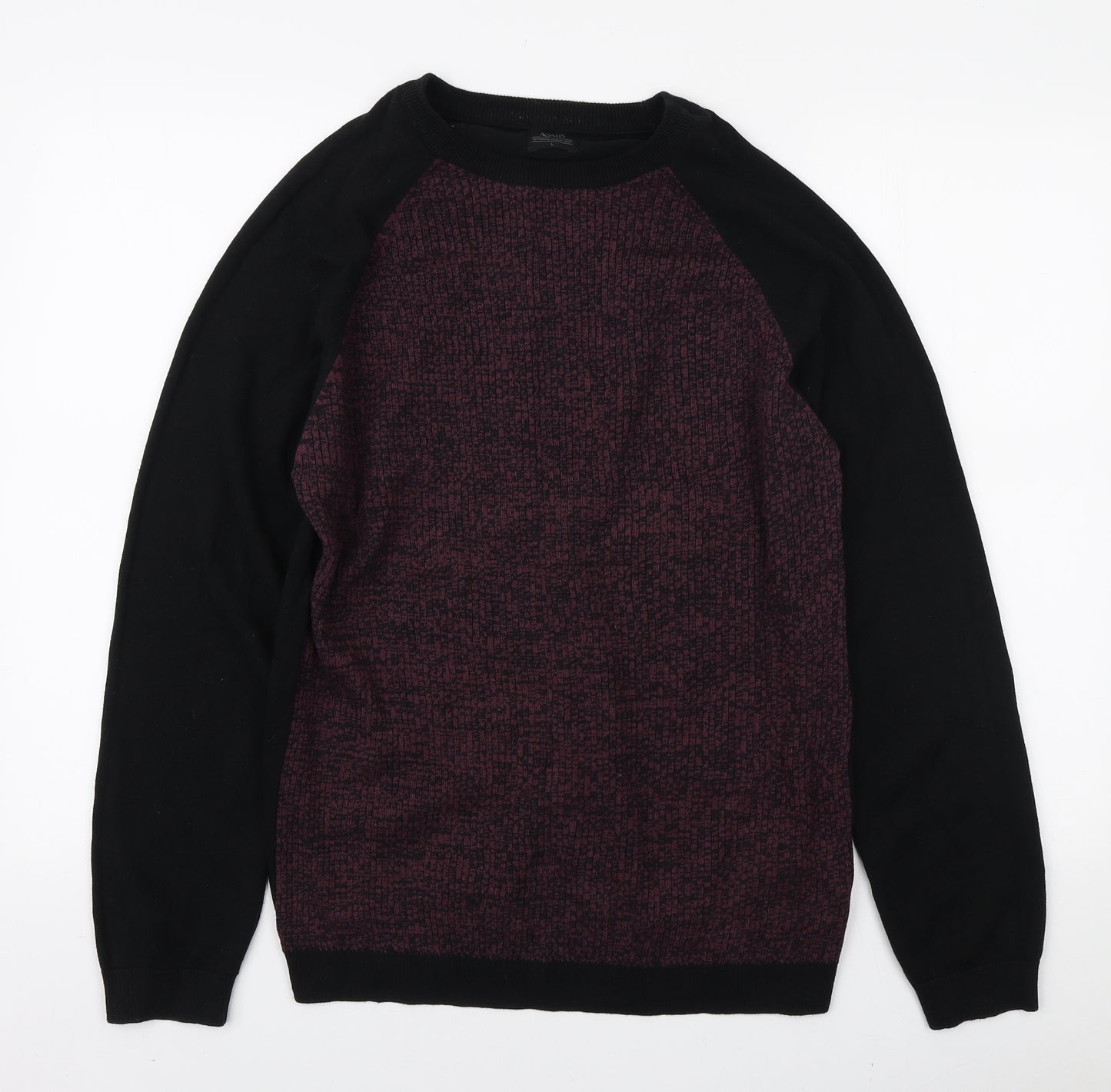 Matalan Mens Black Round Neck Cotton Pullover Jumper Size L