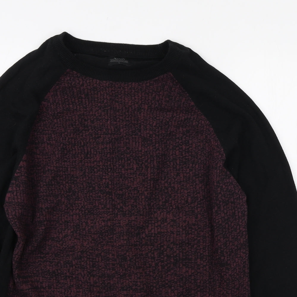 Matalan Mens Black Round Neck Cotton Pullover Jumper Size L