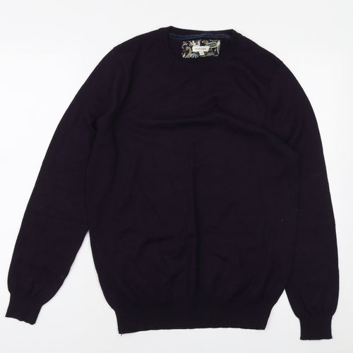 River Island Mens Purple Round Neck Acrylic Pullover Jumper Size M