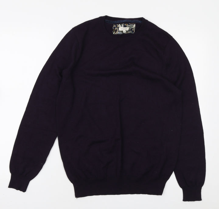 River Island Mens Purple Round Neck Acrylic Pullover Jumper Size M