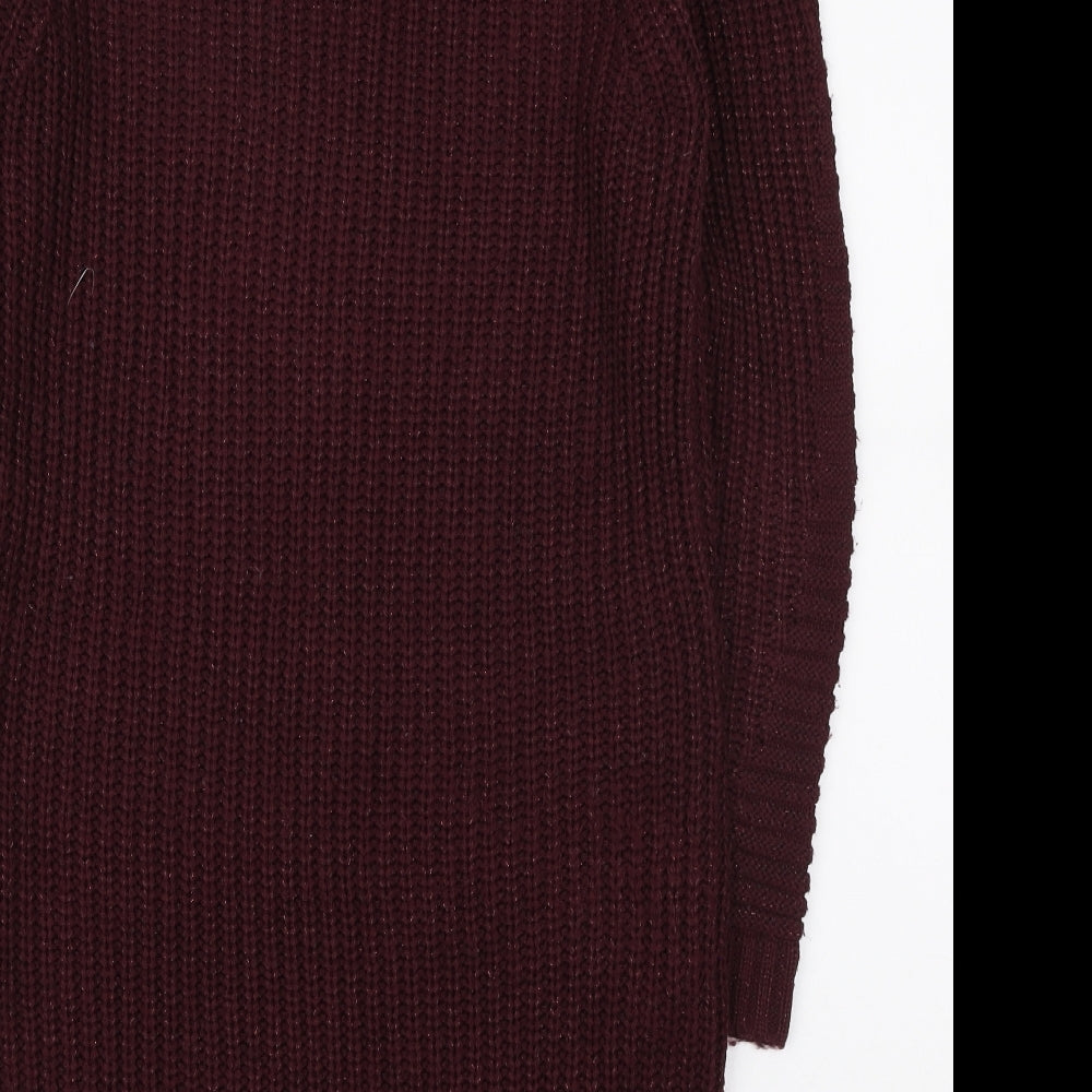 F&F Womens Red Acrylic Jumper Dress Size 12 Round Neck Pullover