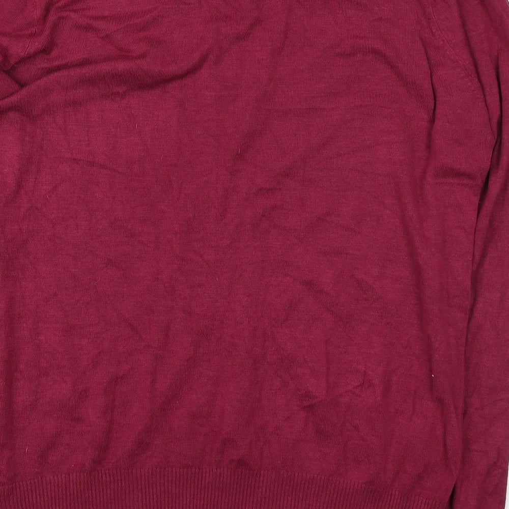 Peacocks Womens Pink V-Neck Viscose Pullover Jumper Size 16