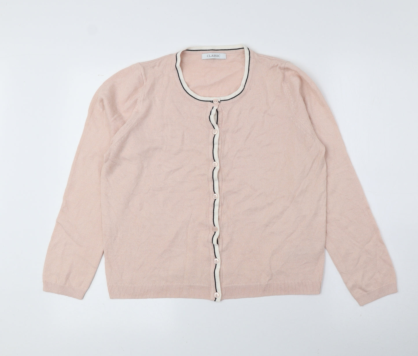 Papaya Womens Pink Scoop Neck Acrylic Cardigan Jumper Size 12