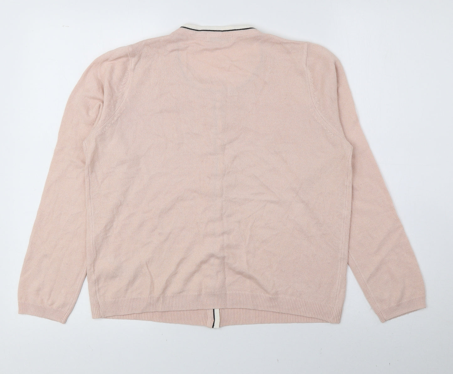 Papaya Womens Pink Scoop Neck Acrylic Cardigan Jumper Size 12