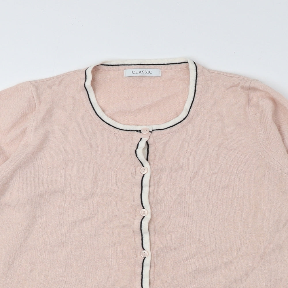 Papaya Womens Pink Scoop Neck Acrylic Cardigan Jumper Size 12