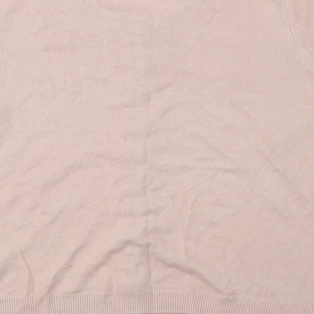 Papaya Womens Pink Scoop Neck Acrylic Cardigan Jumper Size 12