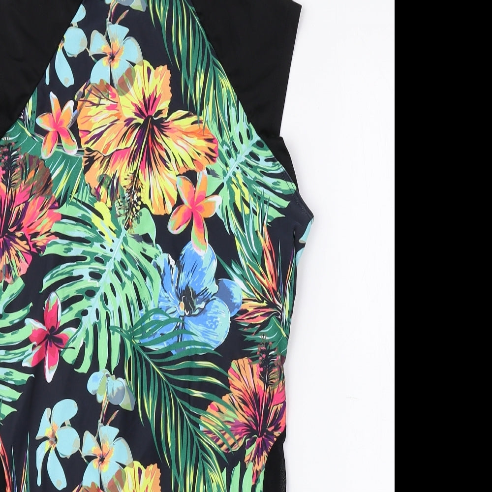 SheIn Womens Multicoloured Floral Nylon One Piece Size XL