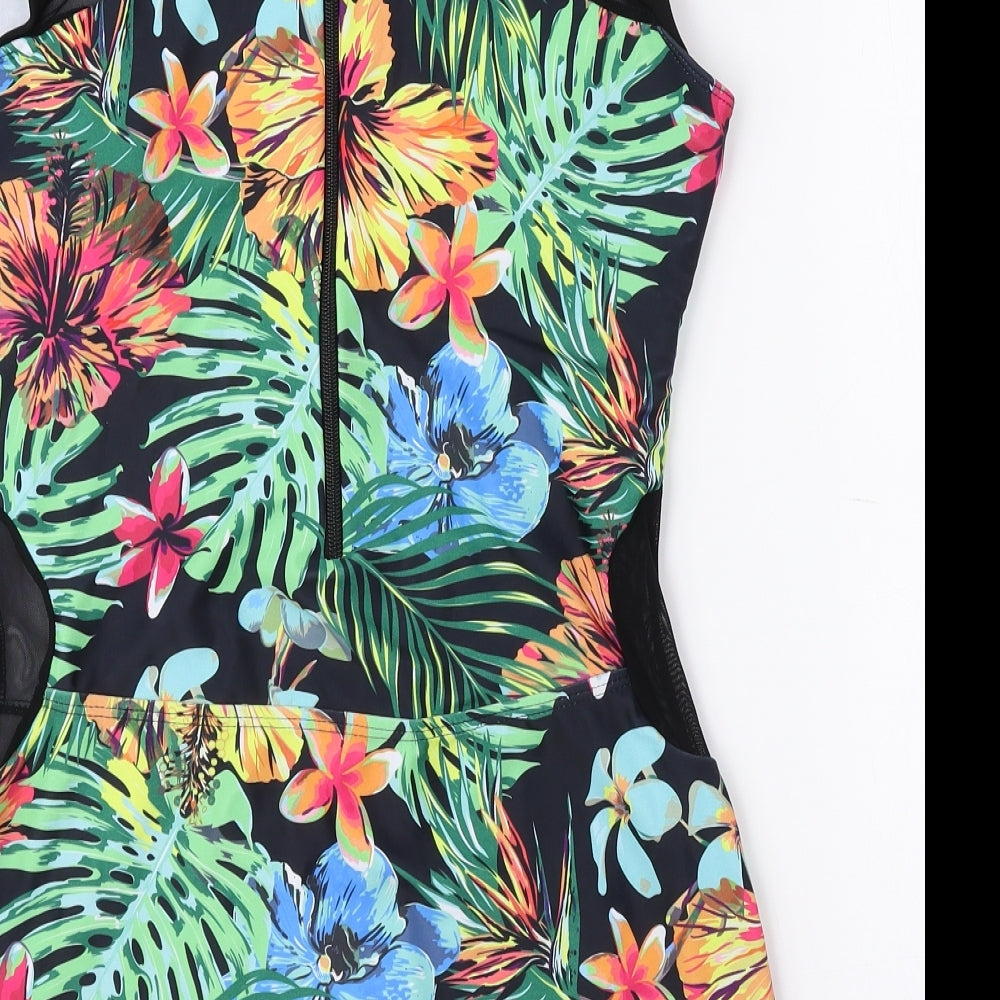 SheIn Womens Multicoloured Floral Nylon One Piece Size XL