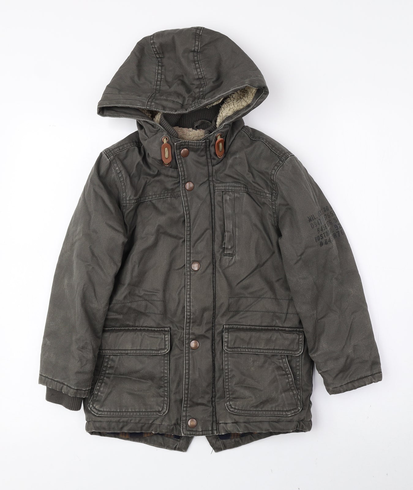 George Boys Grey Parka Coat Size 5-6 Years Snap