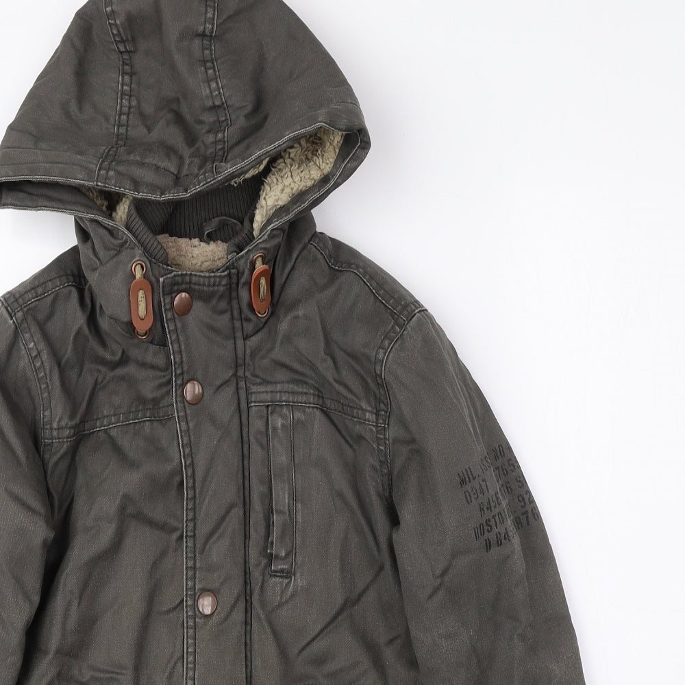 George Boys Grey Parka Coat Size 5-6 Years Snap