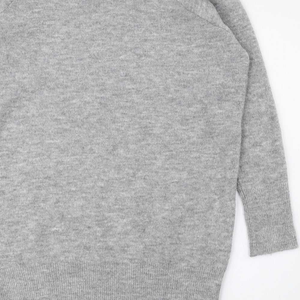 River Island Womens Grey Acrylic Jumper Dress Size 14 Roll Neck Pullover