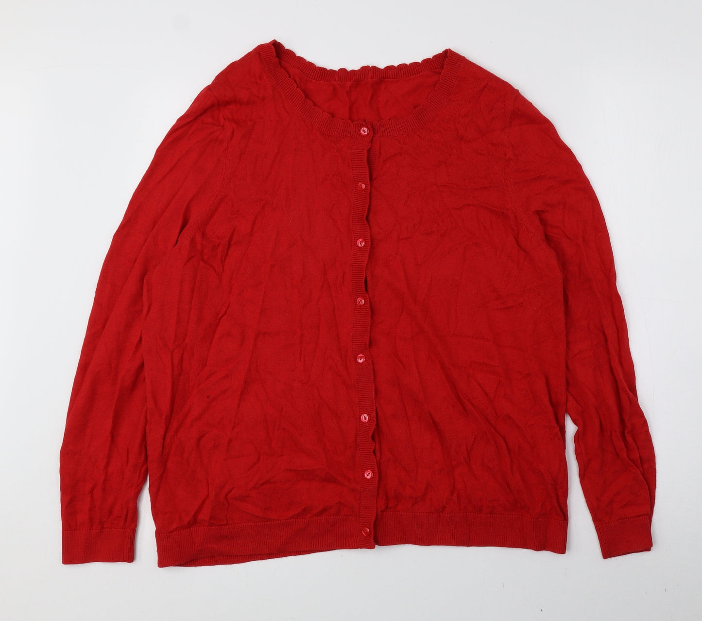 TU Womens Red Boat Neck Cotton Cardigan Jumper Size 22