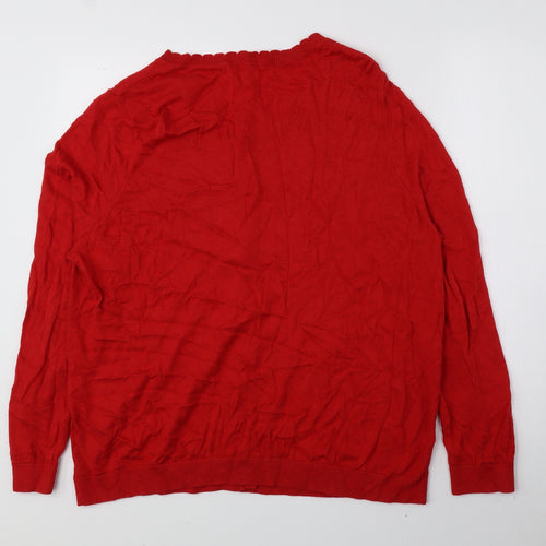 TU Womens Red Boat Neck Cotton Cardigan Jumper Size 22