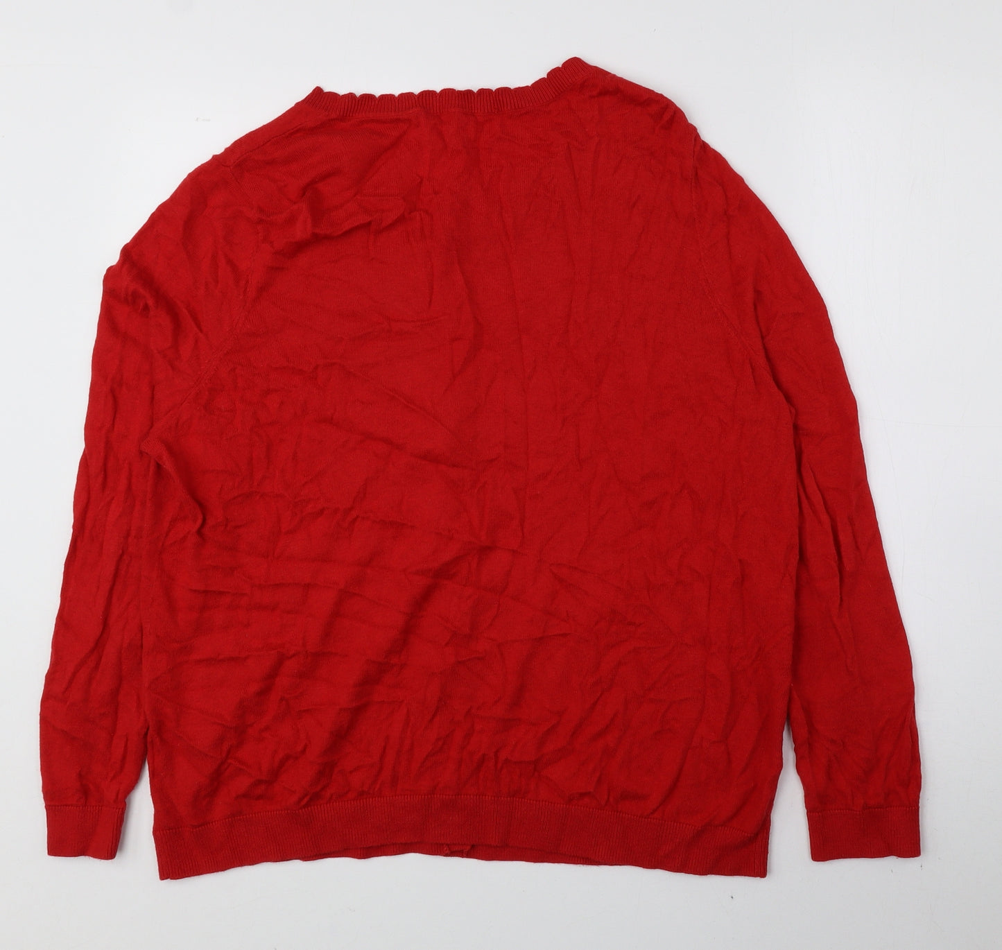 TU Womens Red Boat Neck Cotton Cardigan Jumper Size 22