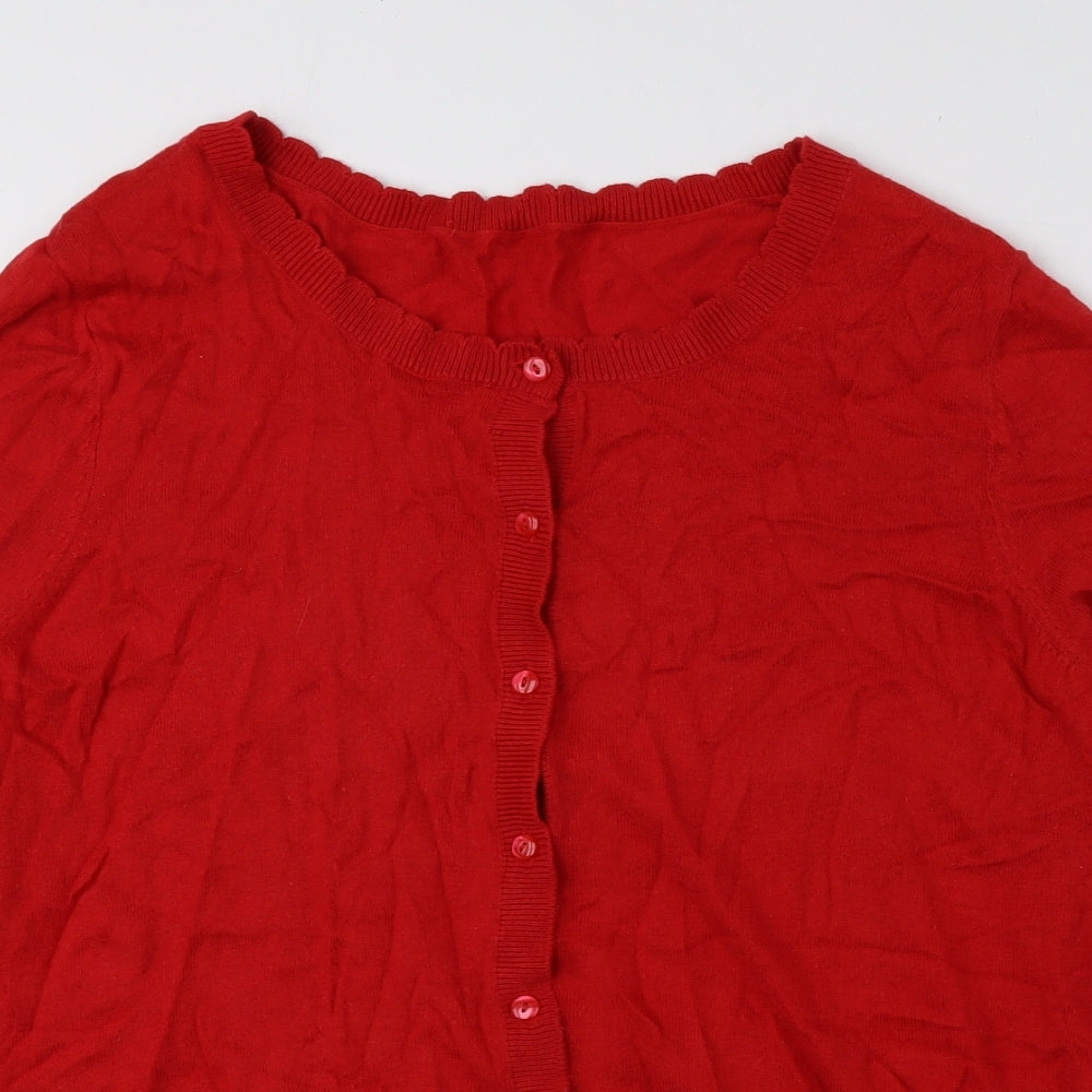 TU Womens Red Boat Neck Cotton Cardigan Jumper Size 22