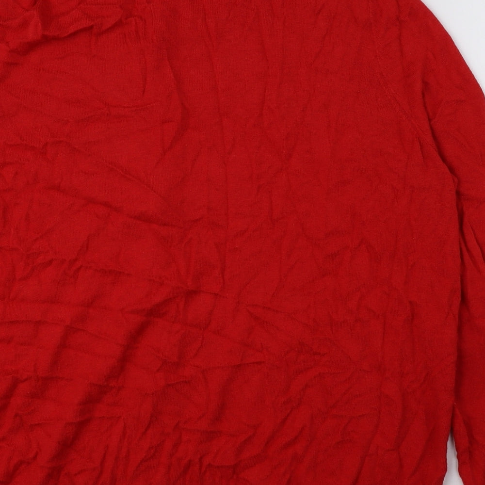 TU Womens Red Boat Neck Cotton Cardigan Jumper Size 22