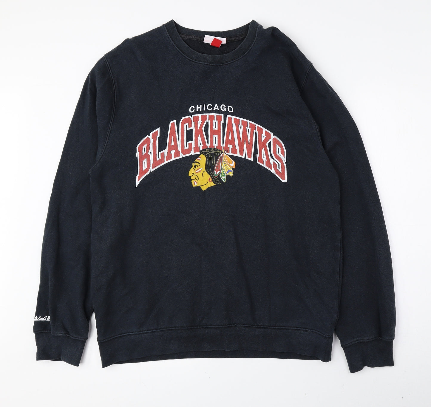 Mitchell & Ness Mens Black Cotton Pullover Sweatshirt Size L - Blackhawks