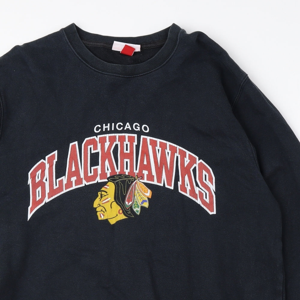 Mitchell & Ness Mens Black Cotton Pullover Sweatshirt Size L - Blackhawks