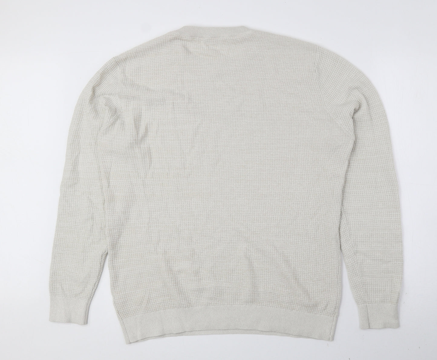 George Mens Ivory Crew Neck Cotton Pullover Jumper Size L