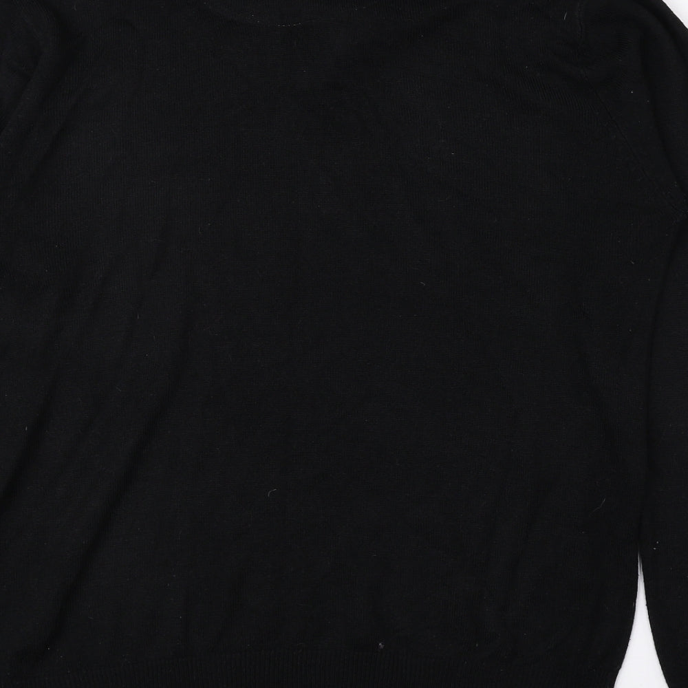 Pierre Cardin Mens Black Collared Check Acrylic Pullover Jumper Size L - Jumper Shirt