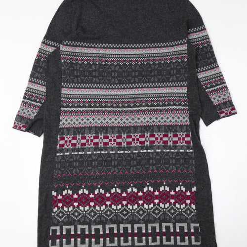 White Stuff Womens Multicoloured Fair Isle Viscose Jumper Dress Size 16 Scoop Neck Pullover