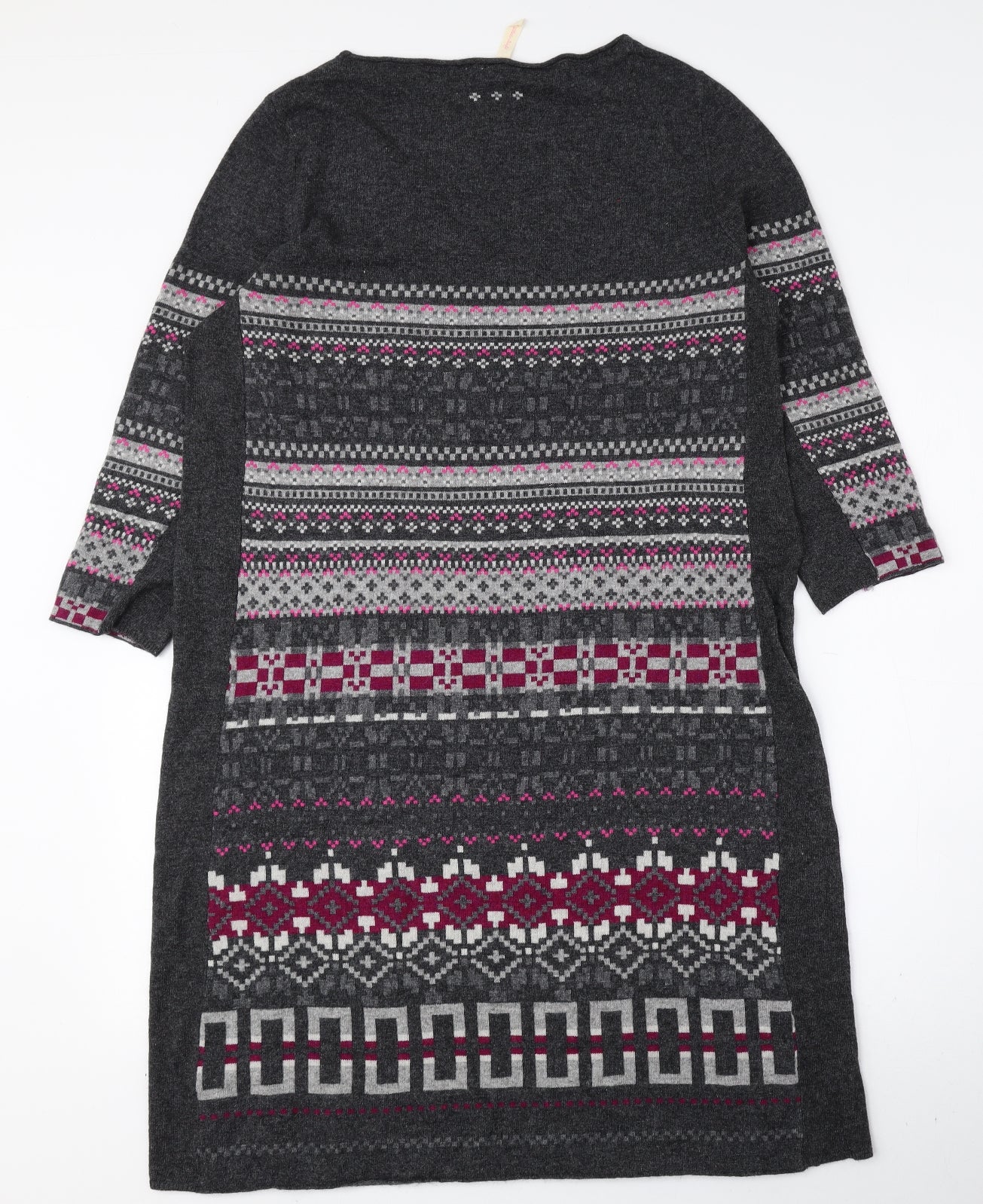 White Stuff Womens Multicoloured Fair Isle Viscose Jumper Dress Size 16 Scoop Neck Pullover