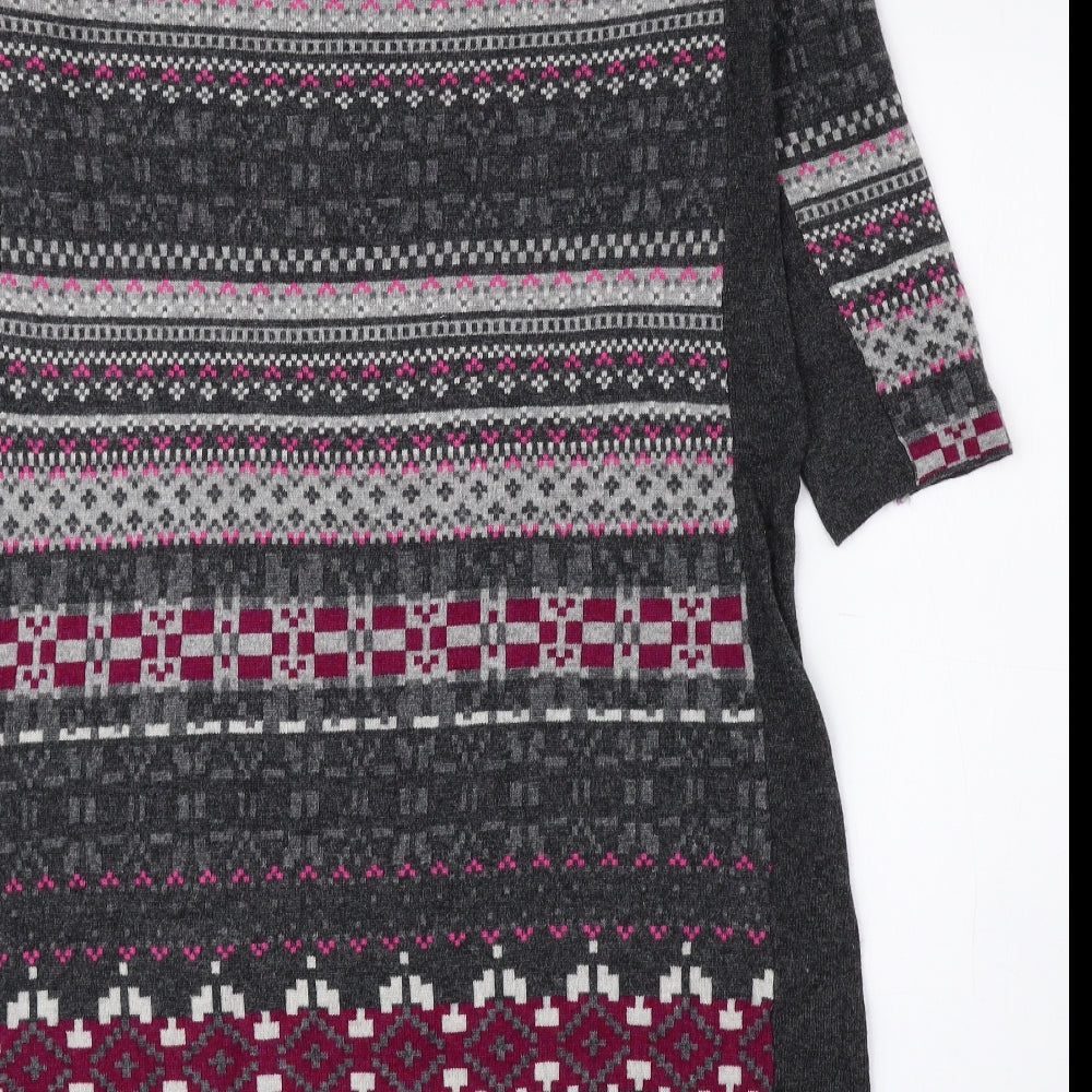 White Stuff Womens Multicoloured Fair Isle Viscose Jumper Dress Size 16 Scoop Neck Pullover