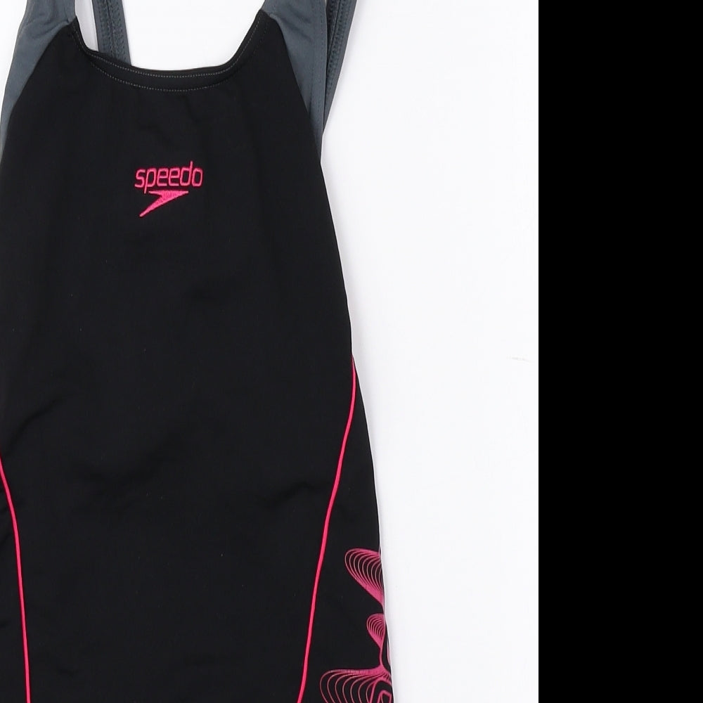 Speedo Womens Black 100% Polyester One Piece Size 12
