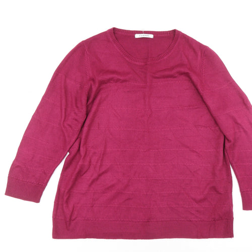 Classic Womens Pink Round Neck Acrylic Pullover Jumper Size 14