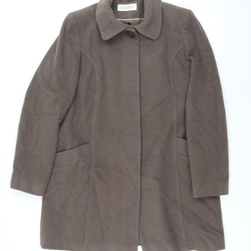 Classics Womens Brown Overcoat Coat Size 14 Button