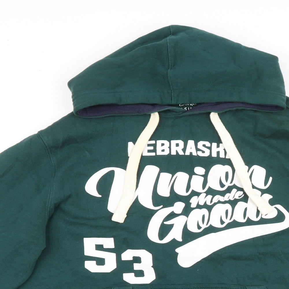 George Mens Green Cotton Pullover Hoodie Size L - Nebraska