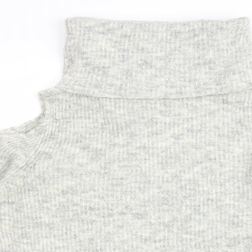 New Look Womens Grey Roll Neck Polyester Pullover Jumper Size M - Cold shoulder